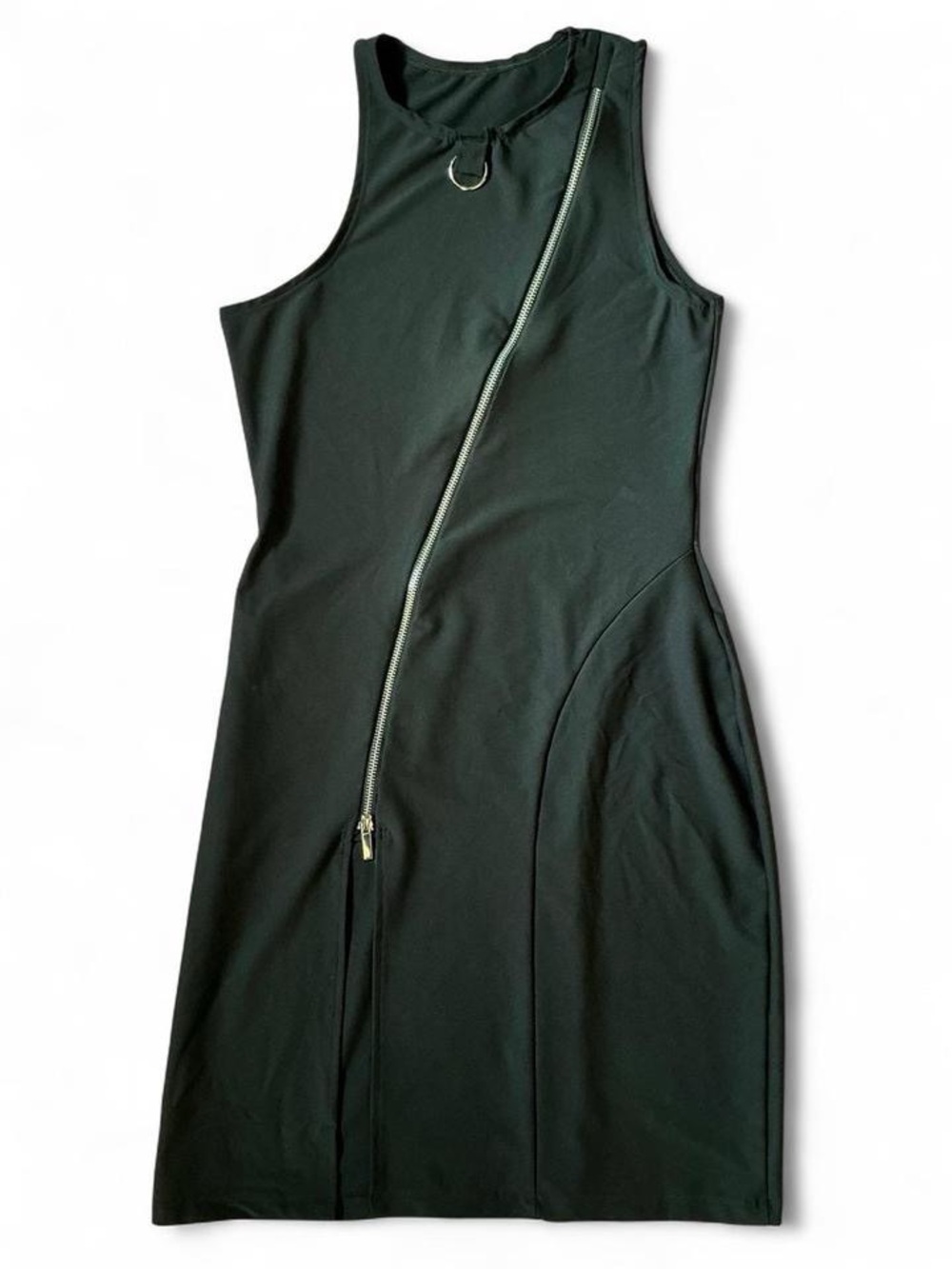 Badinka Sleeveless Mini Dress with Diagonal Zip Detail